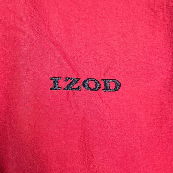 VINTAGE 90s Izod Golf Pullover Men's Small Windbreaker Red Nylon V-Neck - Picture 3 of 8